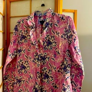 Talbots NWT violet floral button down cotton shirt size MP